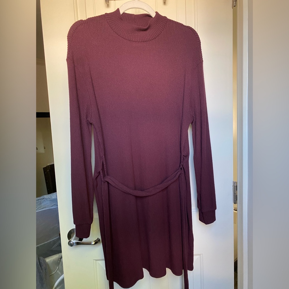 Topshop maroon sweaterdress mockneck